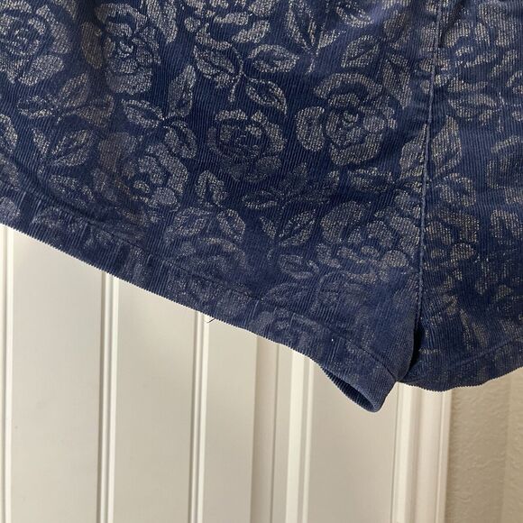 Abercrombie & Fitch Navy Blue Corduroy Gold Rose Floral Shorts Hi Rise Size 30 - Picture 5 of 8